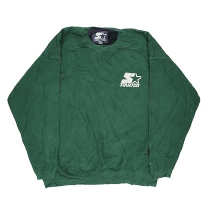 Vintage Starter Green Crew Neck Sweatshirt Medium Cotton Blend
