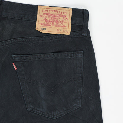 Levi's 501 Original Black Denim Jeans W36 L36 100% Cotton Straight Leg