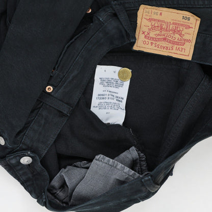 Levi's 501 Original Black Denim Jeans W36 L36 100% Cotton Straight Leg