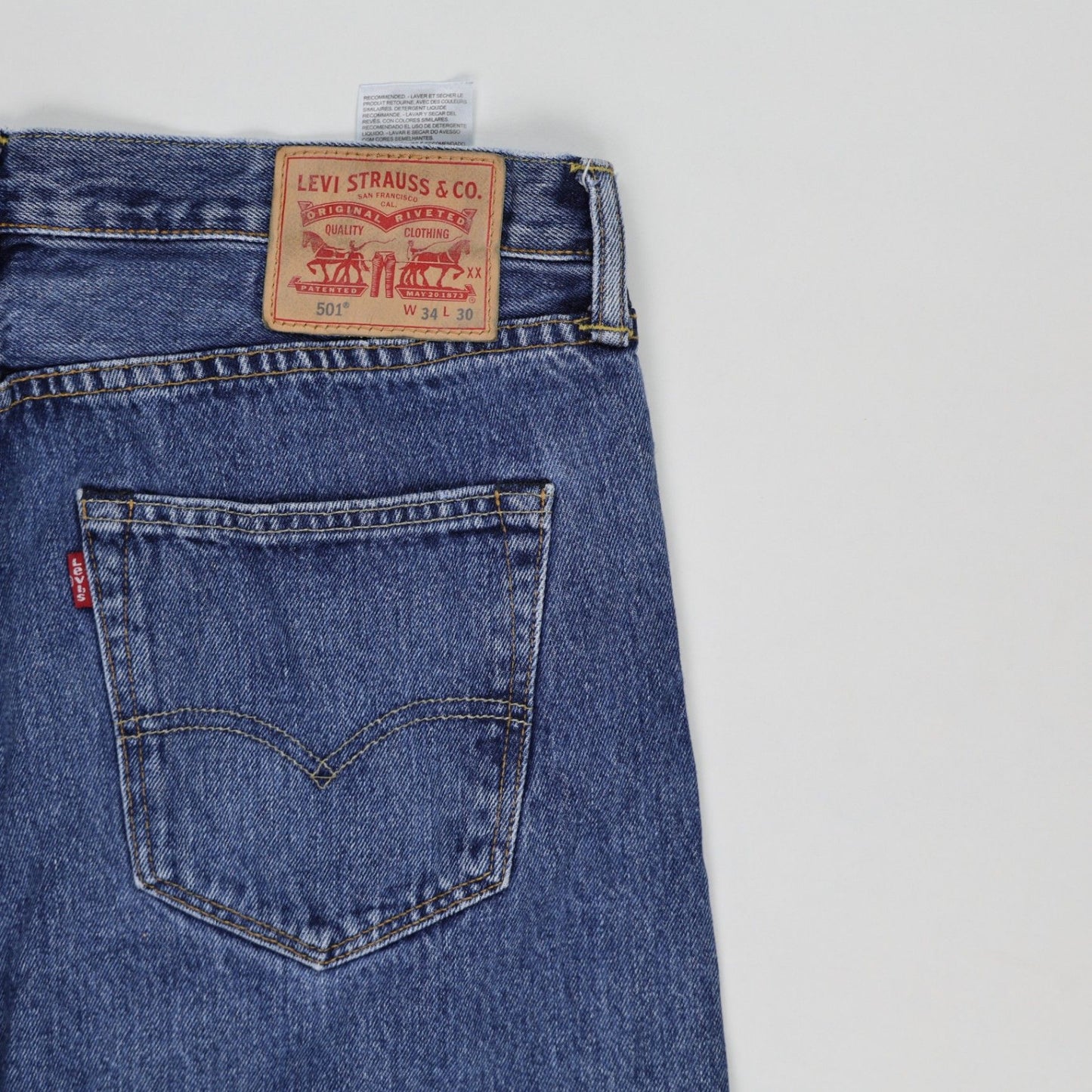 Levi's 501 Original Fit Straight Leg Blue Jeans W34 L30 100% Cotton Vintage Men's Clothing