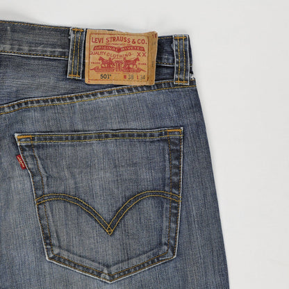 Levi's 501 Original Fit Blue Denim Jeans 38x34 Cotton Straight Leg Vintage