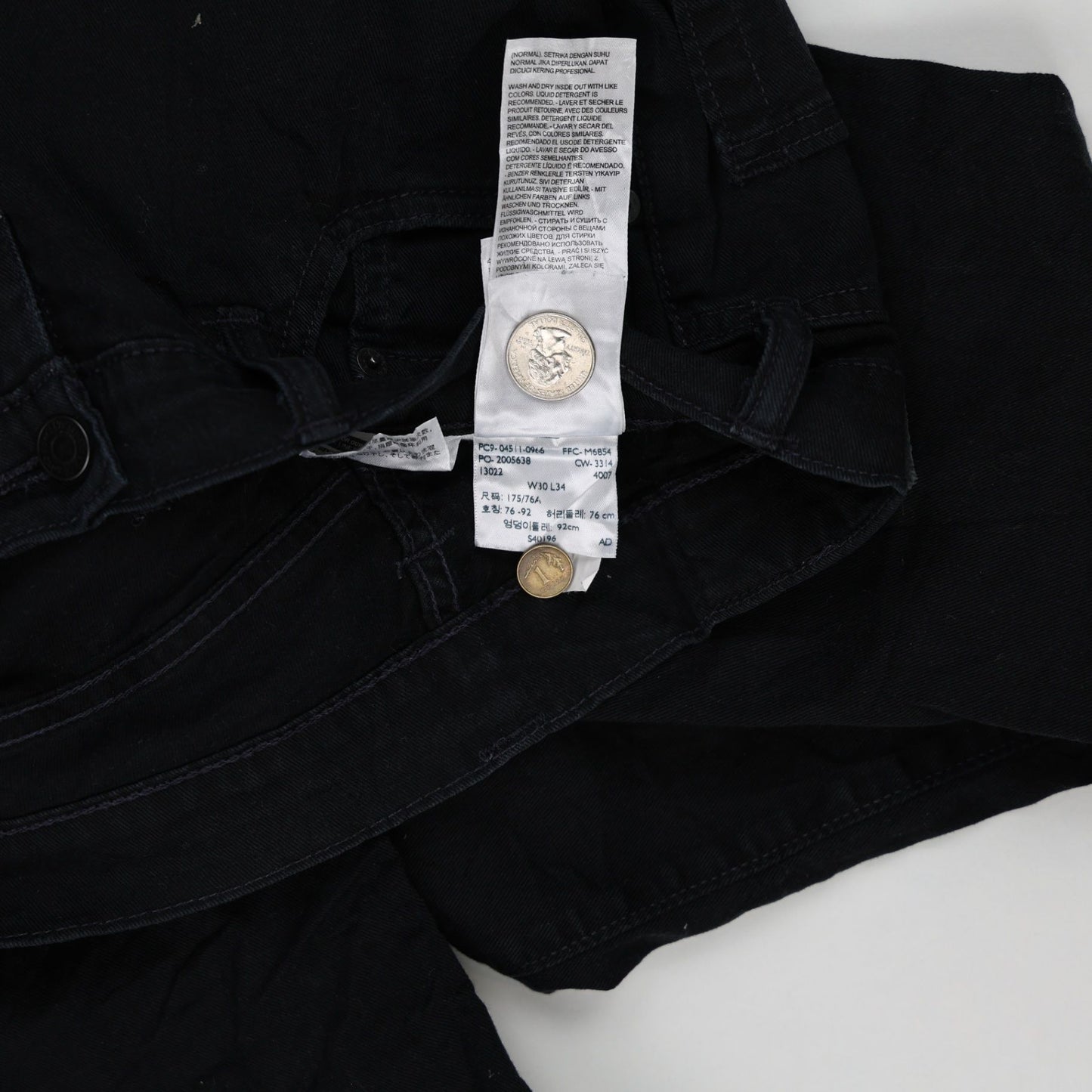 Levi's 511 Slim Fit Jeans Black 30W 34L Cotton