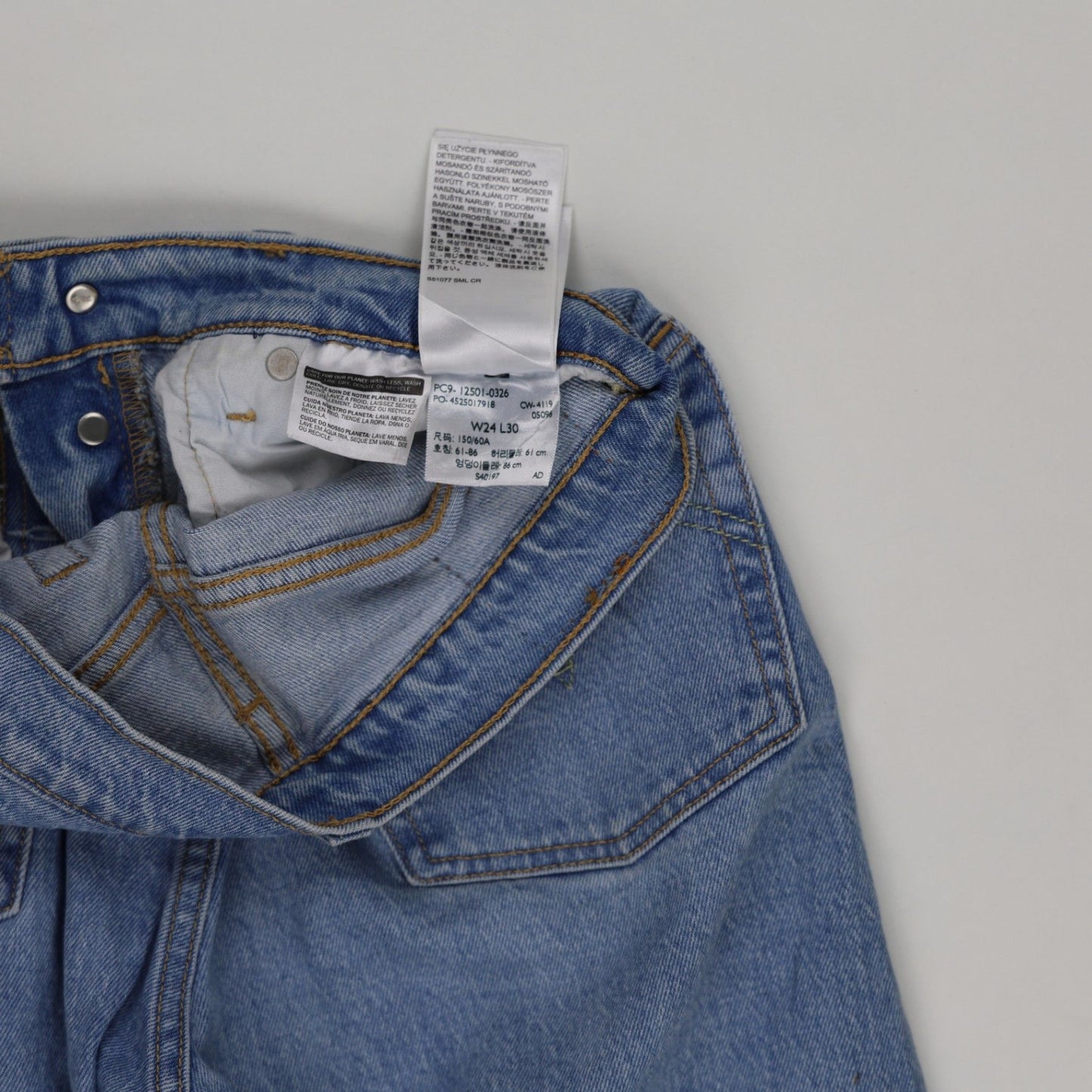 Levi's 501 High Rise Straight Jeans Light Blue W24 L30 100% Cotton Vintage