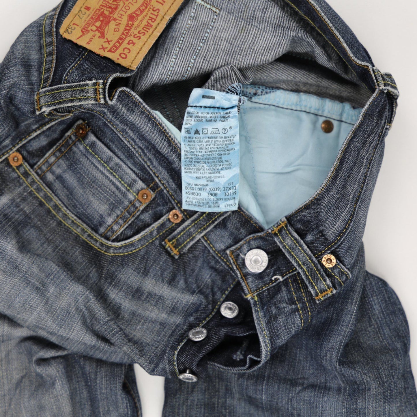 Levi's 501 Original Fit Men's Vintage Blue Denim Jeans W27 L32 100% Cotton Straight Leg