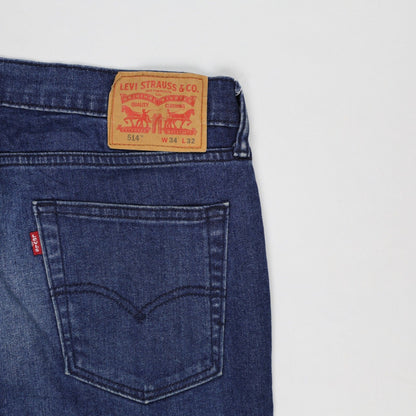 Levi's 514 Straight Fit Jeans Dark Blue W34 L32 Cotton Denim