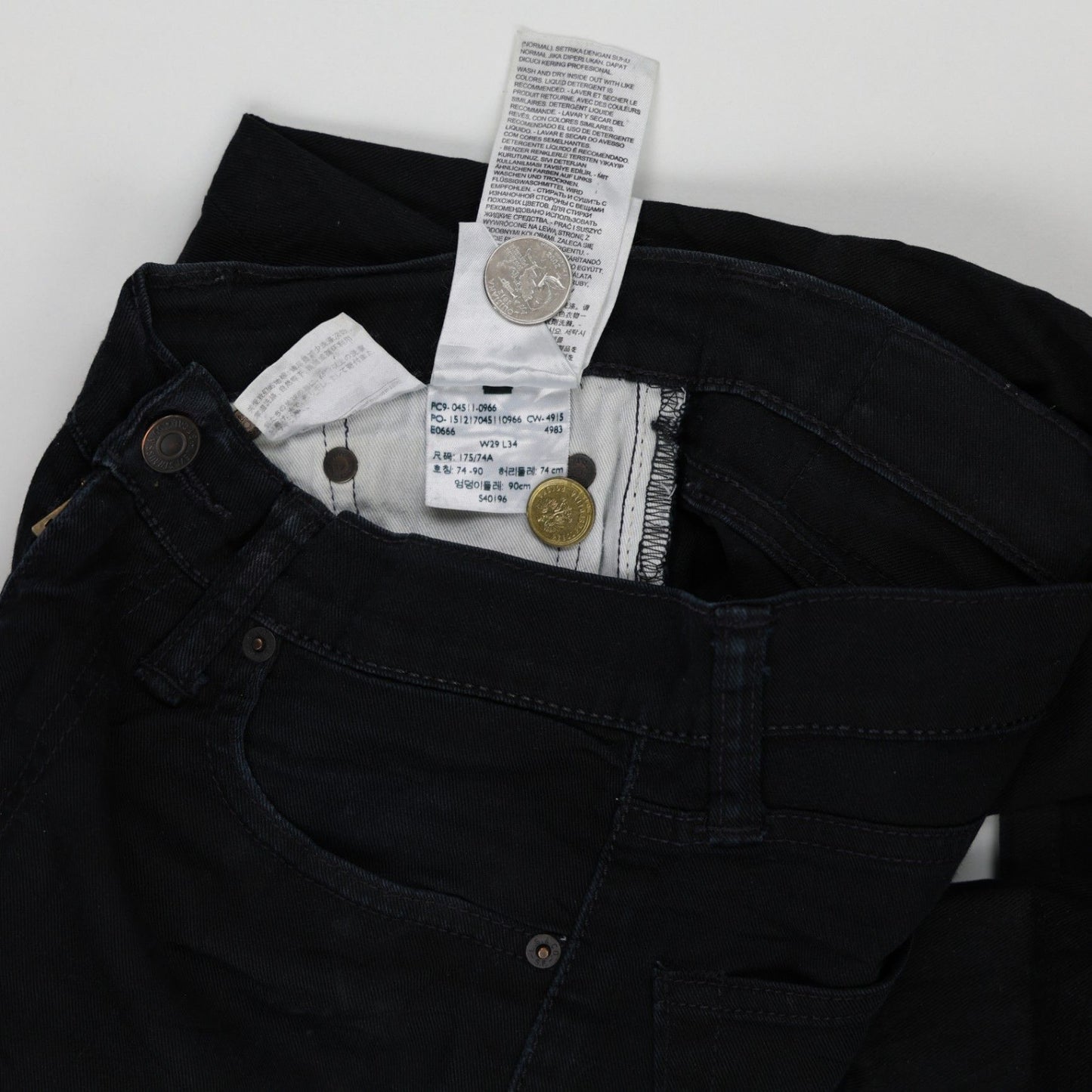 Levi's 511 Slim Fit Jeans Black W32 L34 Cotton Denim