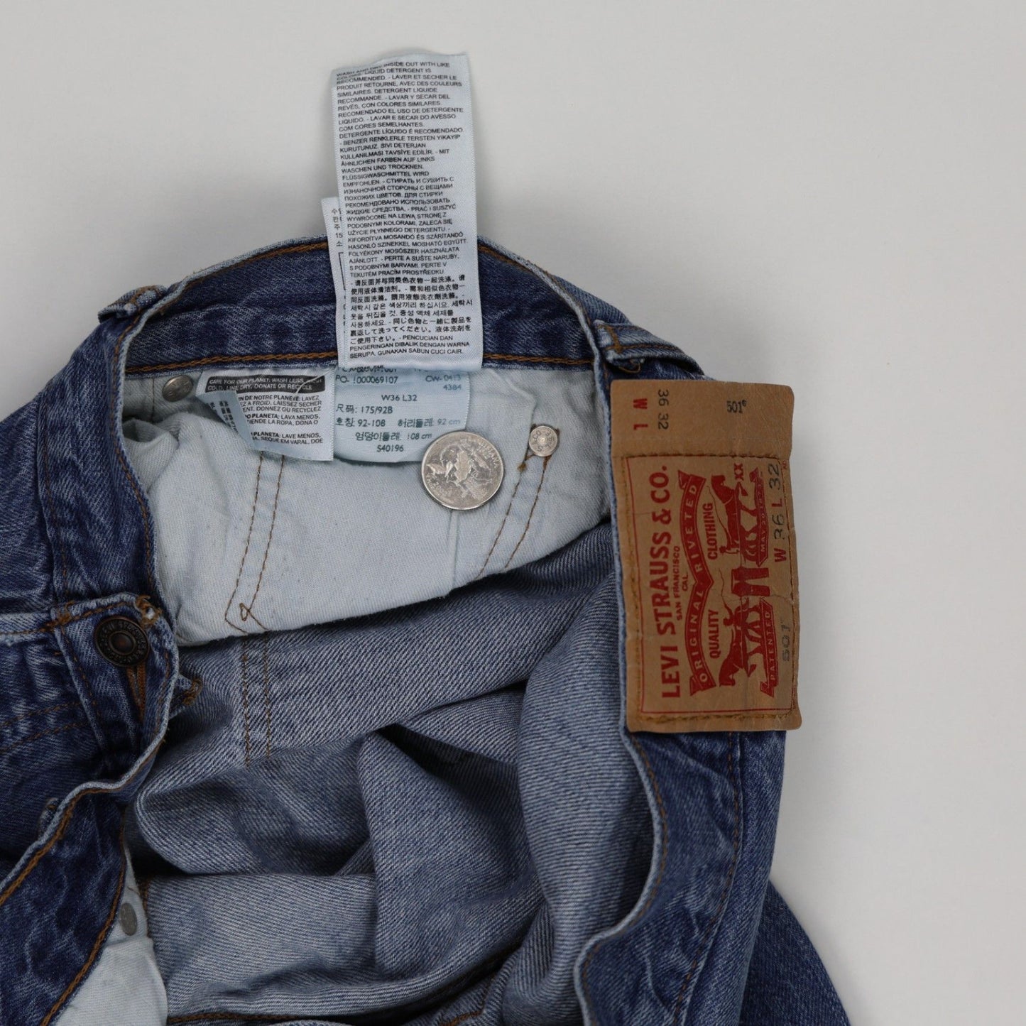 Levi's 501 Blue Straight Fit Jeans W36 L32 100 Percent Cotton
