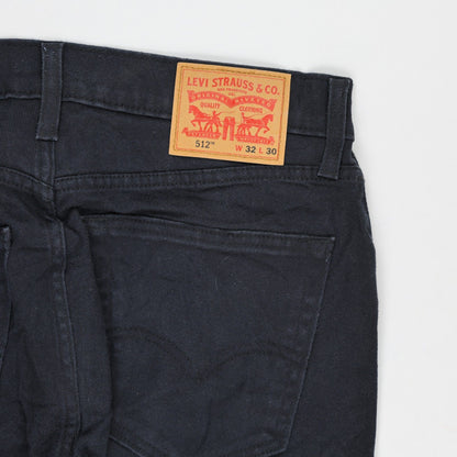 Levi's 512 Slim Tapered Jeans Black W32 L30 Cotton Blend