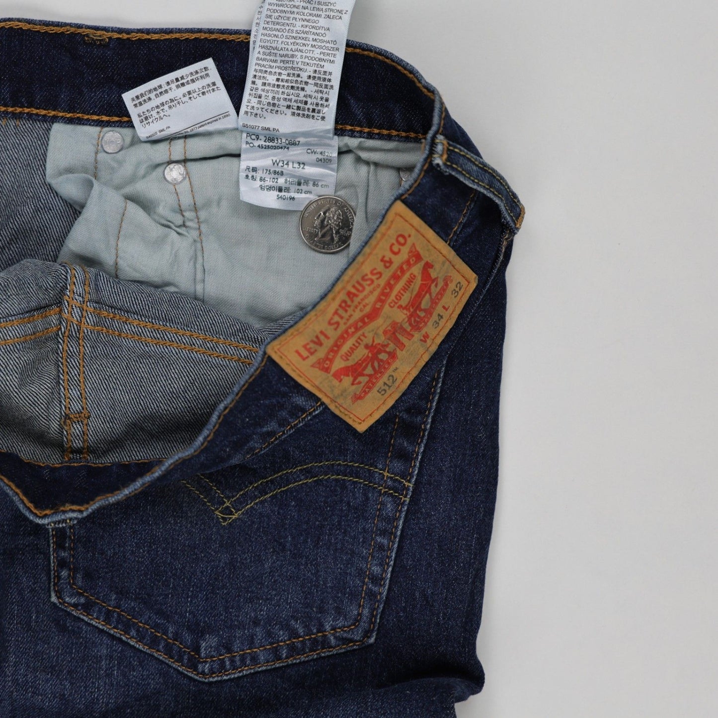 Levi's 512 Slim Tapered Fit Jeans Classic Blue W34 L32 Cotton Vintage