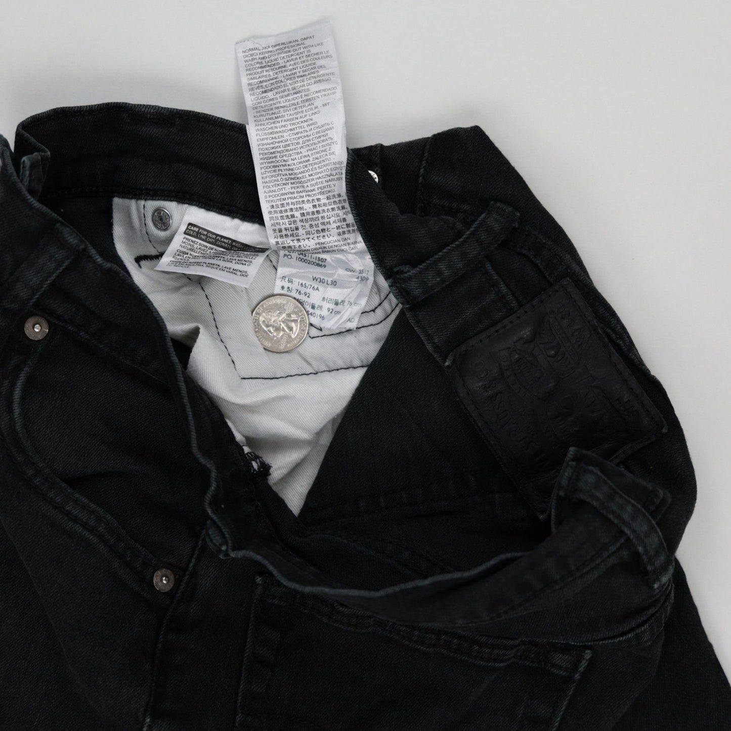 Levi's 511 Slim Fit Black Denim Jeans W30 L30 Cotton Blend
