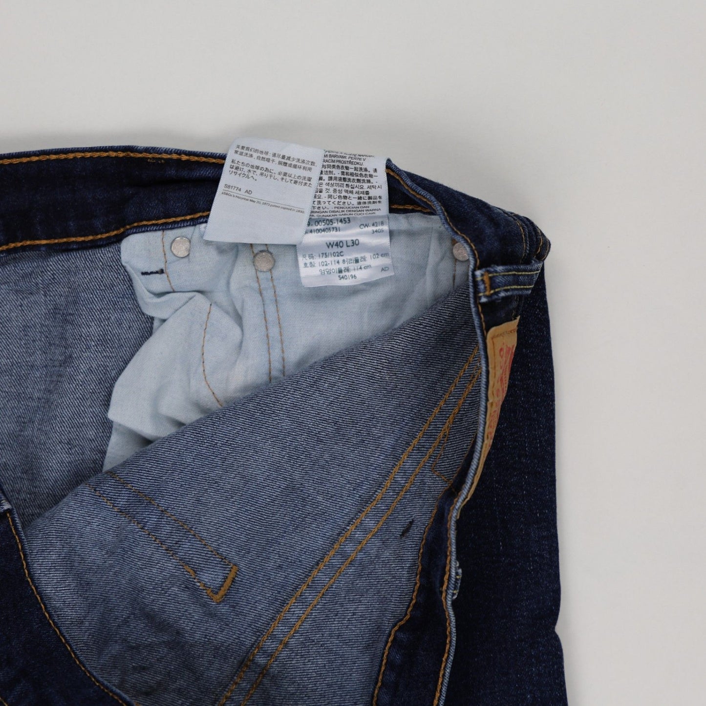 Levi's 505 Regular Fit Men's Jeans Blue W40 L30 Cotton