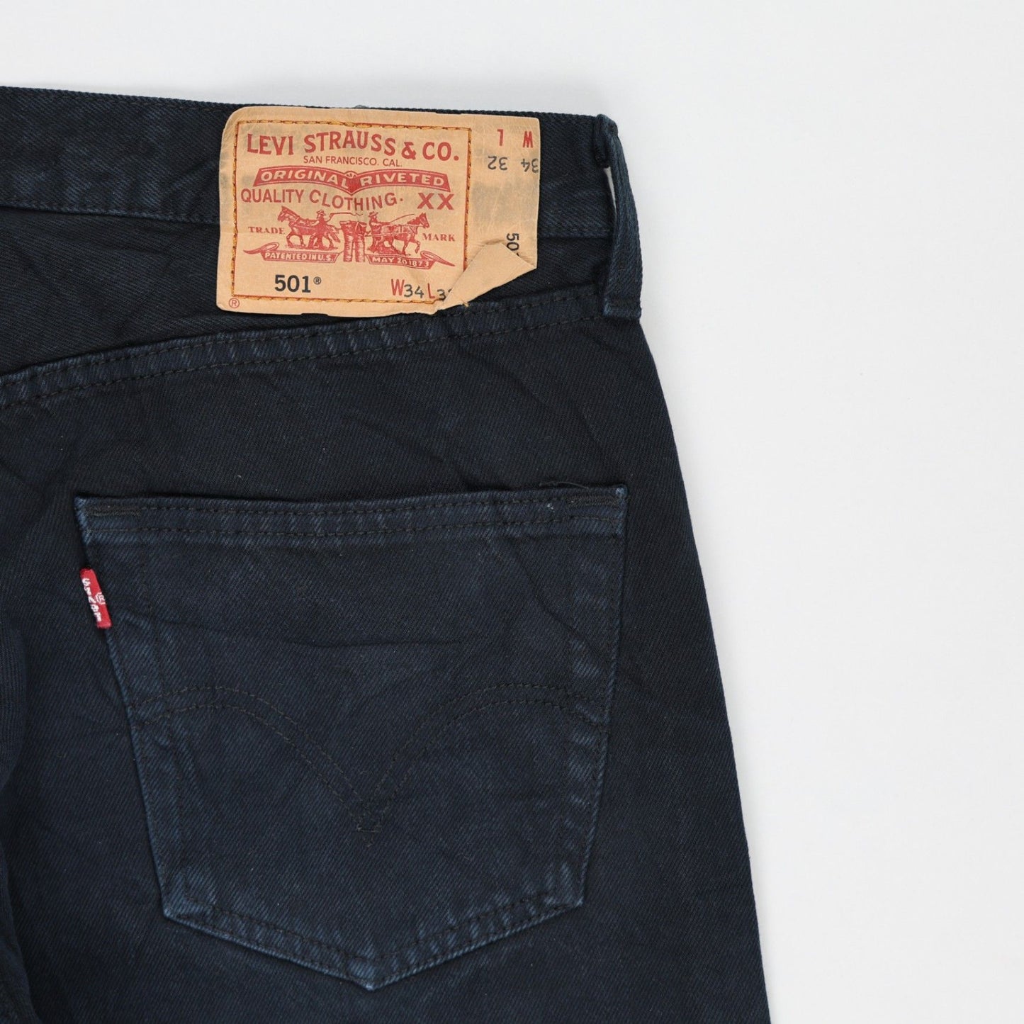 Levi's 501 Original Fit Men's Jeans Black W34 L32 Cotton Straight Leg