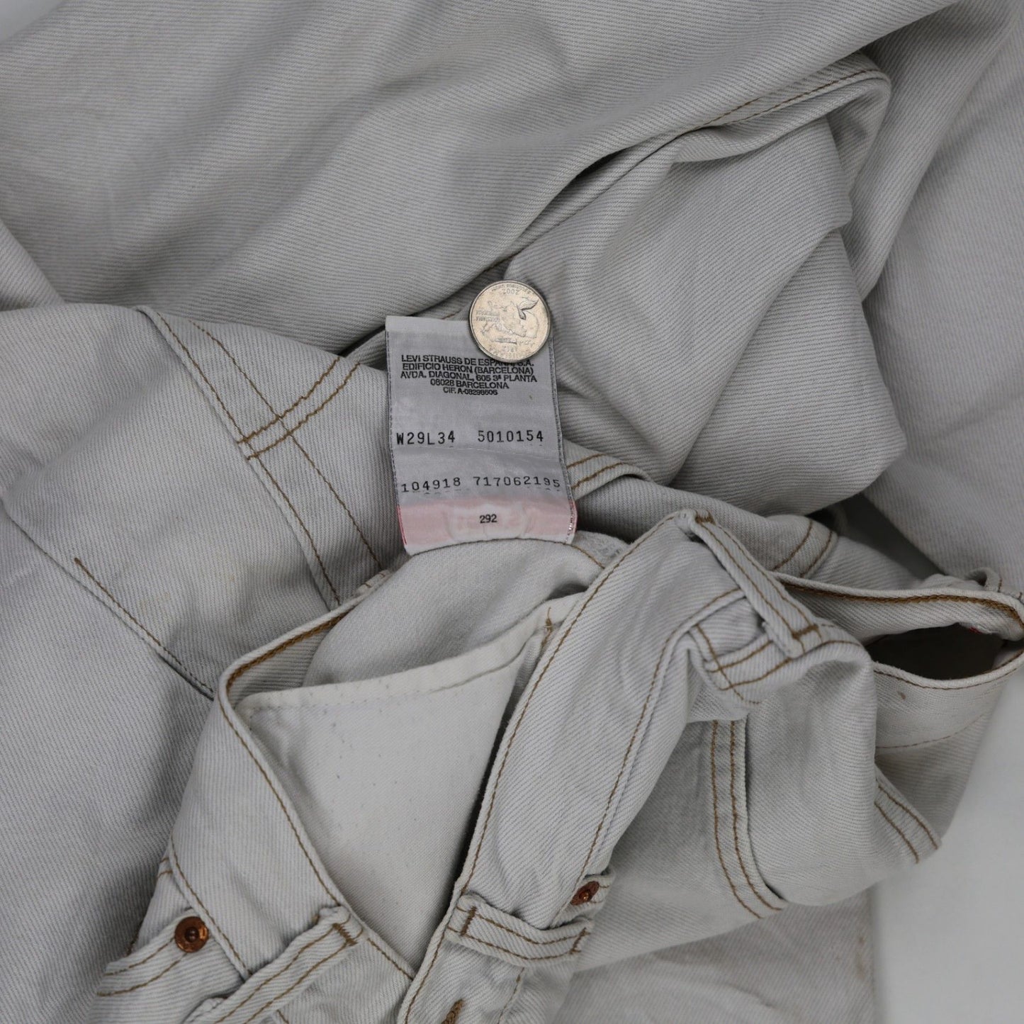 Levi's 501 Original Fit Light Grey Jeans W29 L34 Cotton Straight Leg Vintage