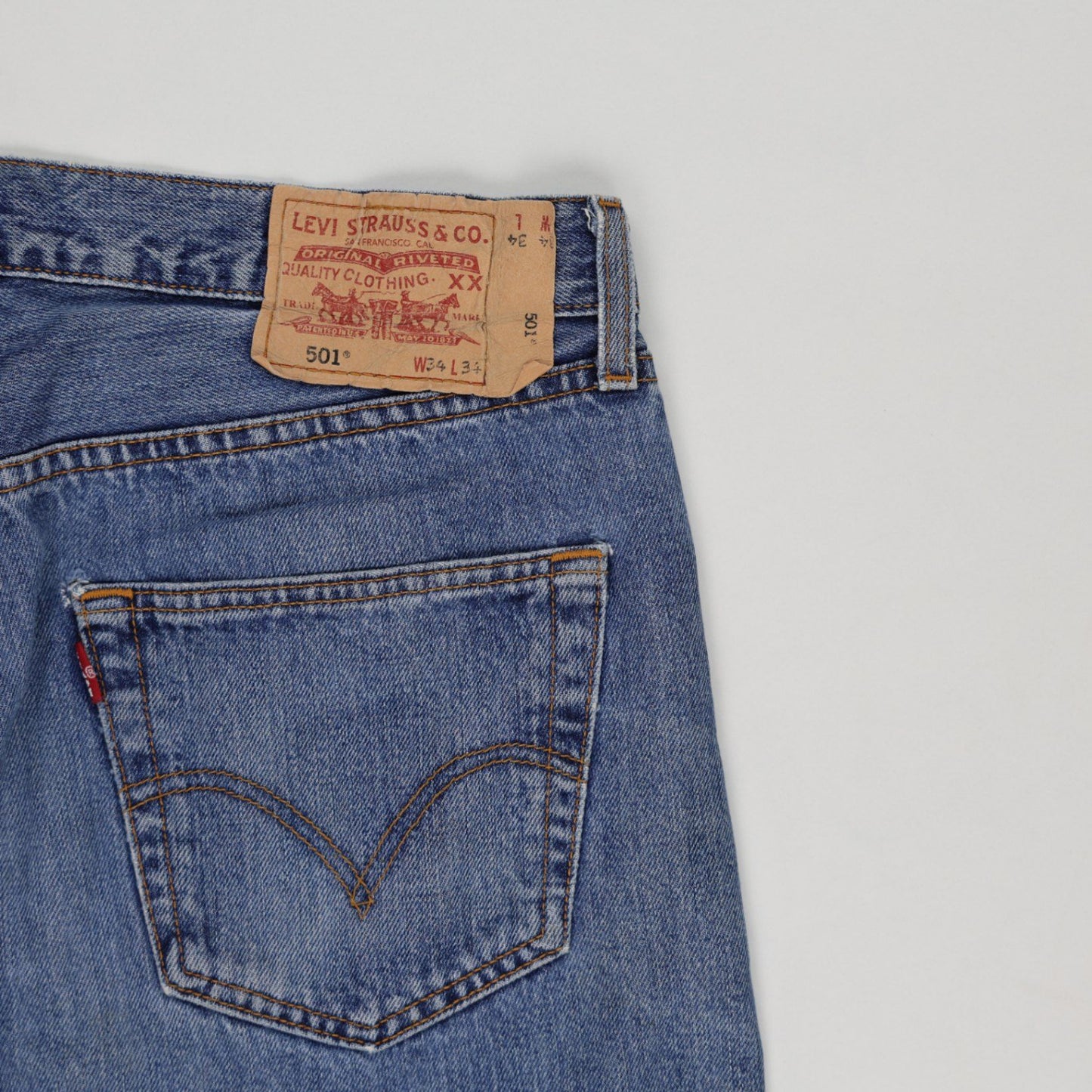 Levi's 501 Vintage Blue Denim Jeans W34 L32 100% Cotton Straight Leg