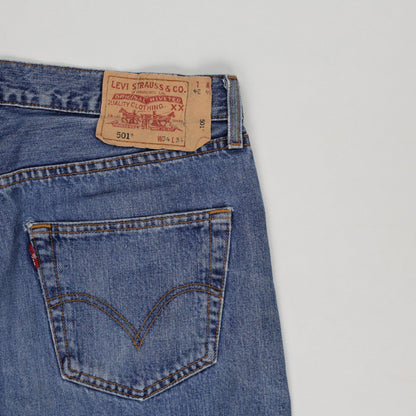 Levi's 501 Vintage Blue Denim Jeans W34 L32 100% Cotton Straight Leg