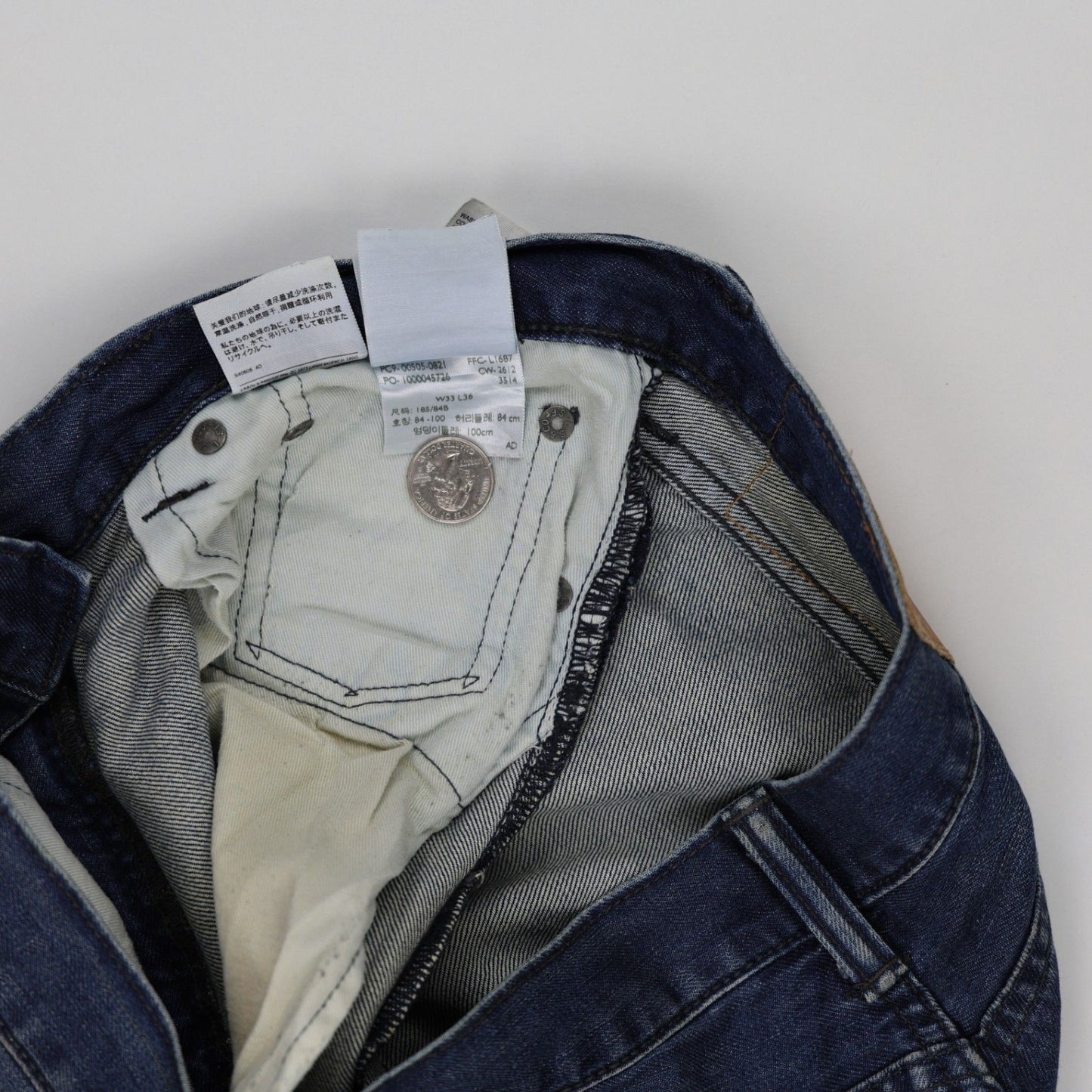 Levi's 505 Regular Fit Blue Denim Jeans W33 L36 Cotton Straight Leg Vintage
