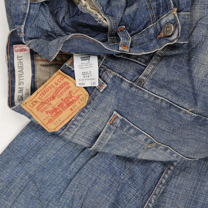 Levi's 514 Slim Straight Jeans for Men Blue W34 L32 100% Cotton