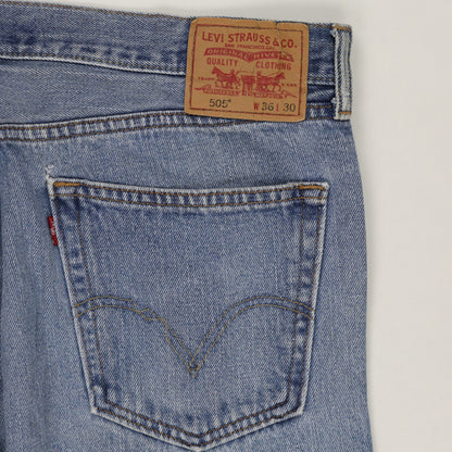 Levi's 505 Straight Fit Men's Jeans Light Blue W36 L30 100 Percent Cotton