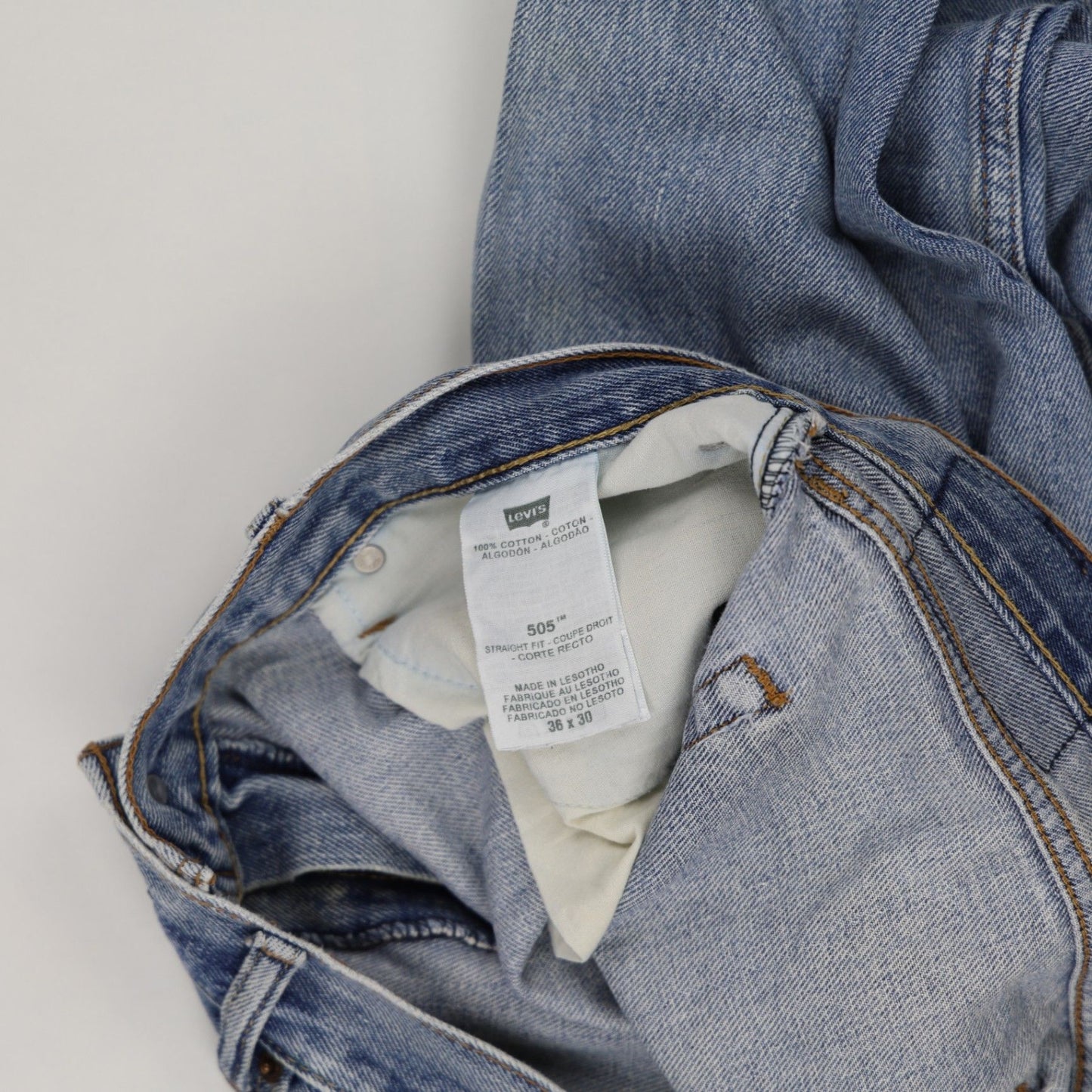 Levi's 505 Straight Fit Men's Jeans Light Blue W36 L30 100 Percent Cotton
