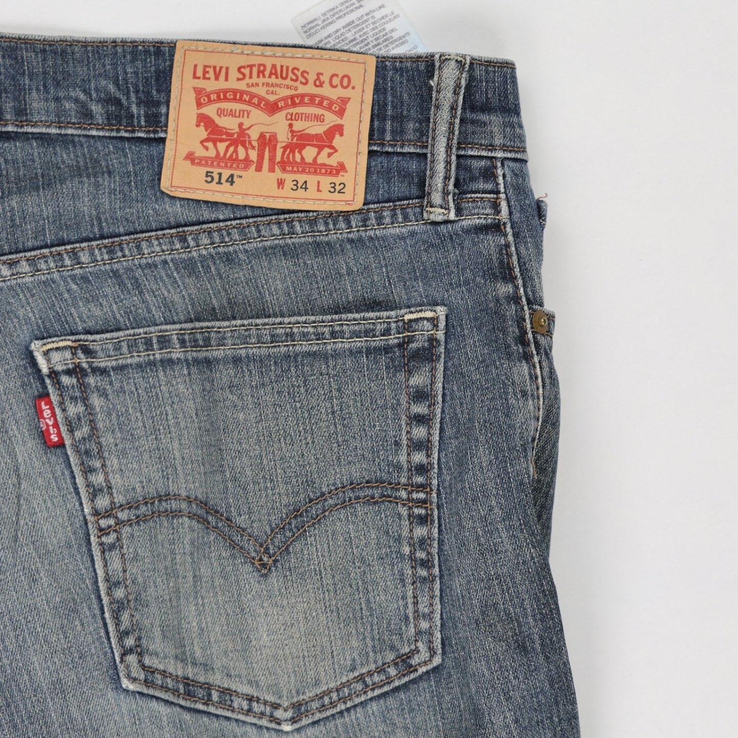 Levi's 514 Straight Fit Jeans Blue W34 L32 Cotton Men's Clothing