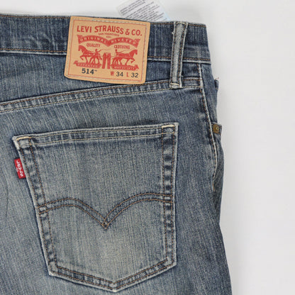 Levi's 514 Straight Fit Jeans Blue W34 L32 Cotton Men's Clothing