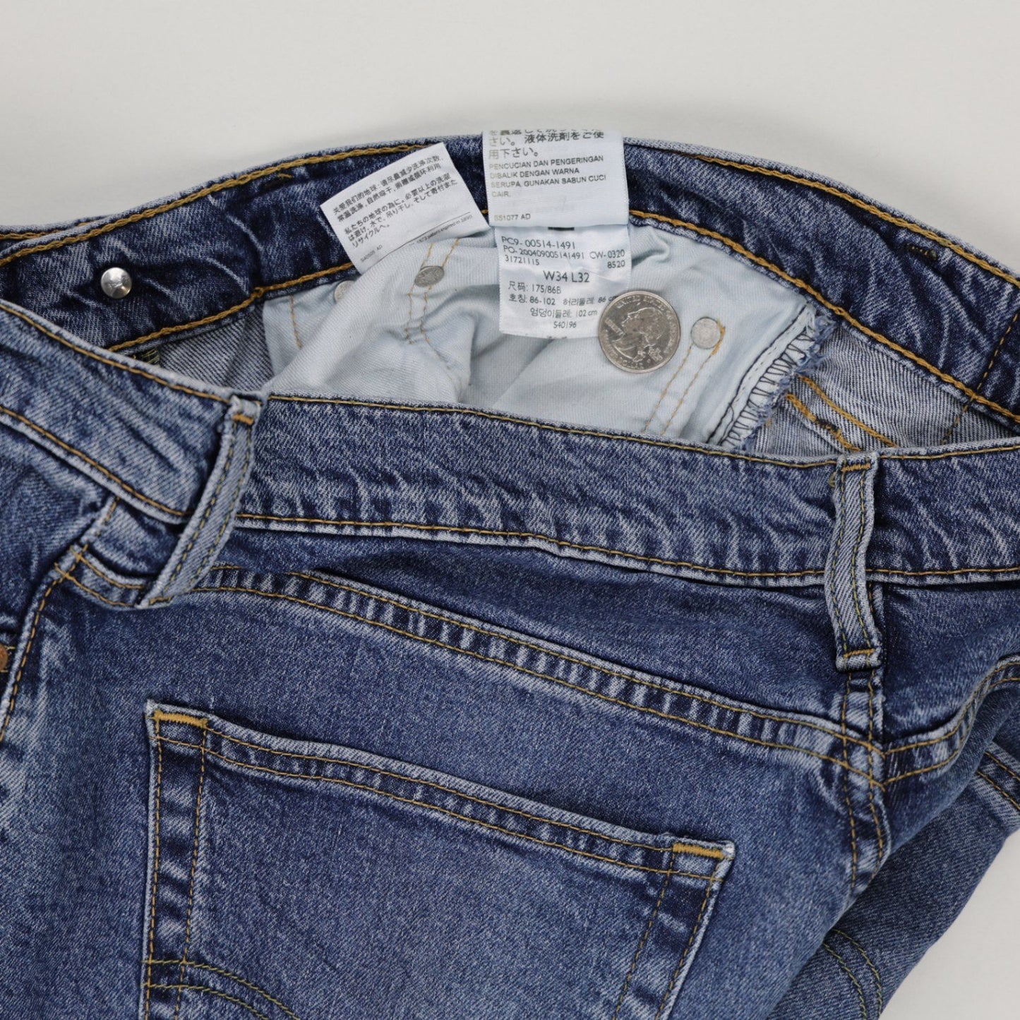 Levi's 514 Straight Fit Blue Jeans W34 L32 Cotton Men's Trousers