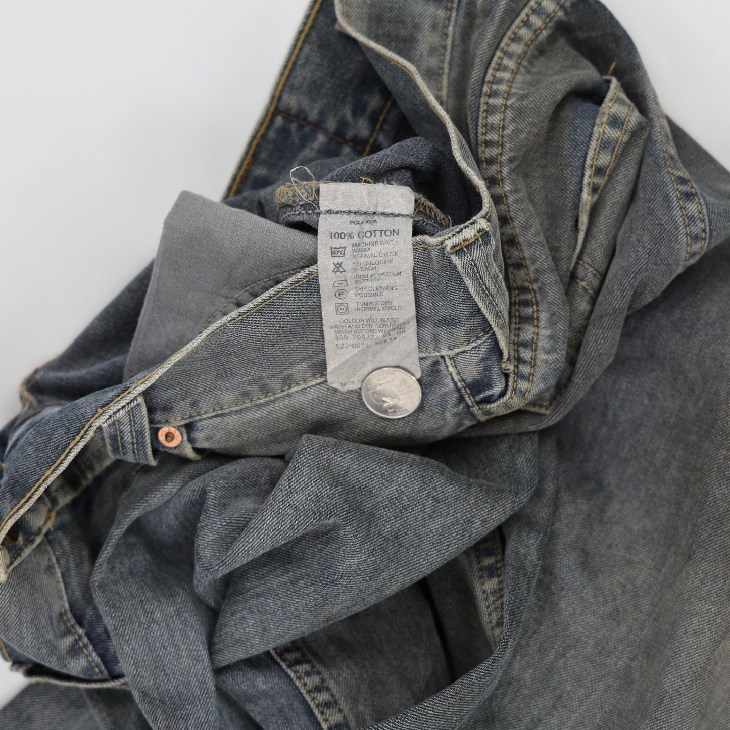 Levi's 522 Slim Fit Jeans Men's Grey Vintage 36L 100% Cotton