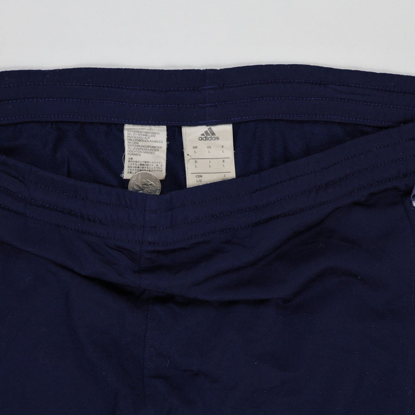 adidas Navy Blue Track Bottoms Large Polyester Men's Trousers
