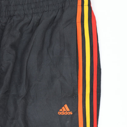 adidas Essentials Black Track Pants Small Polyester Vintage 77 cm Inseam 38 cm Waist