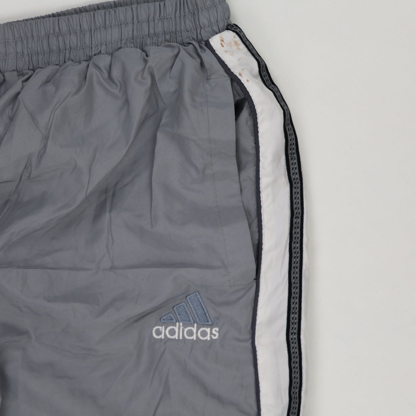 adidas Grey Vintage Lightweight Track Trousers Large 79 cm Inseam 42 cm Waist Nylon