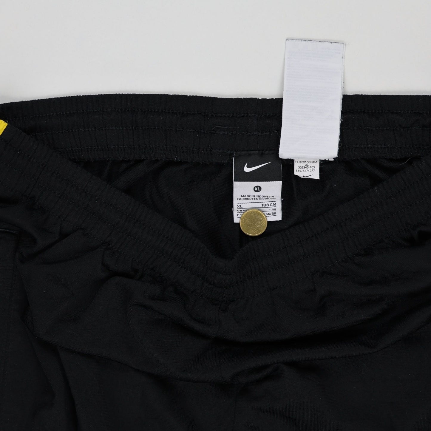 Nike Dri-FIT Track Pants Black with Yellow Stripes XL 31 Inch Inseam Polyester Men's Trousers