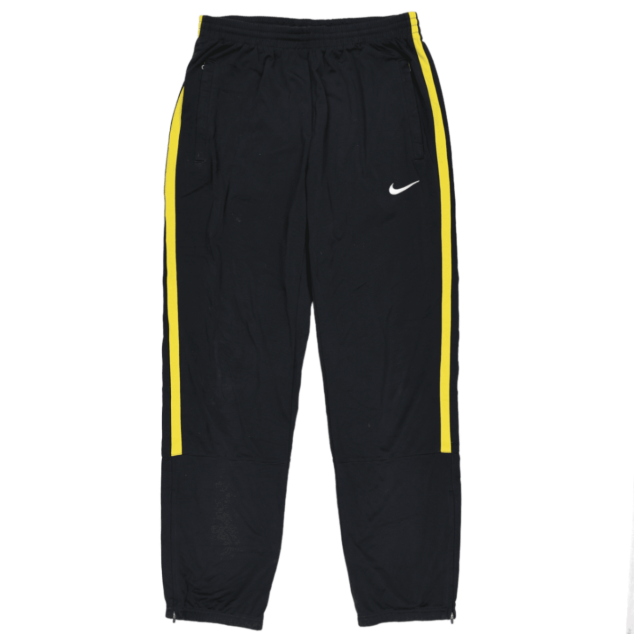 Nike Dri-FIT Track Pants Black with Yellow Stripes XL 31 Inch Inseam Polyester Men's Trousers