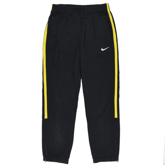 Nike Dri-FIT Track Pants Black with Yellow Stripes XL 31 Inch Inseam Polyester Men's Trousers