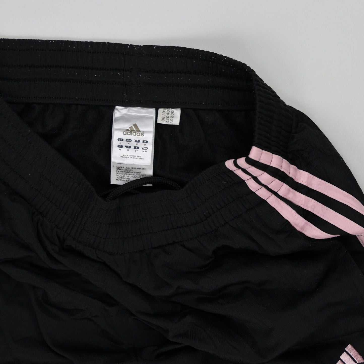 Adidas Black Pink Stripe Track Trousers Size 10 75cm Inseam 72cm Polyester