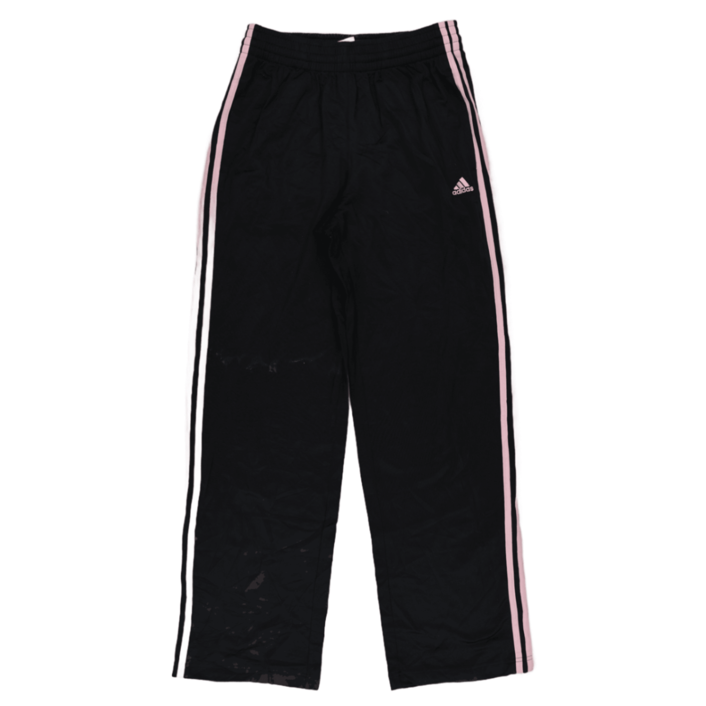 Adidas Black Pink Stripe Track Trousers Size 10 75cm Inseam 72cm Polyester