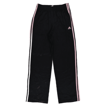 Adidas Black Pink Stripe Track Trousers Size 10 75cm Inseam 72cm Polyester