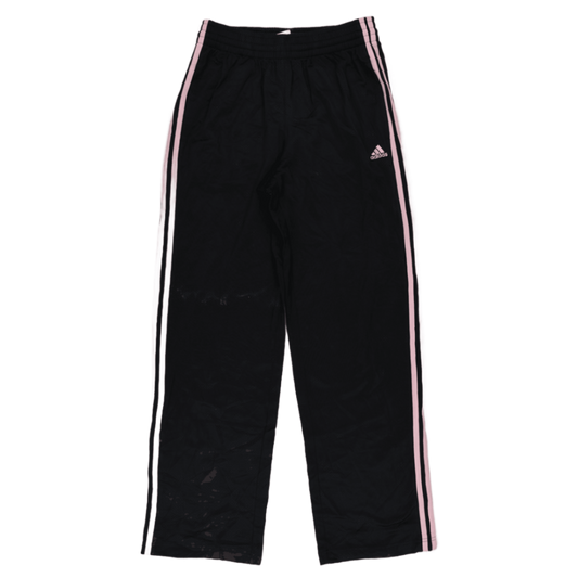 Adidas Black Pink Stripe Track Trousers Size 10 75cm Inseam 72cm Polyester
