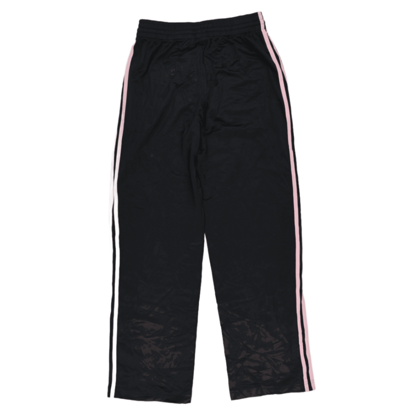 Adidas Black Pink Stripe Track Trousers Size 10 75cm Inseam 72cm Polyester