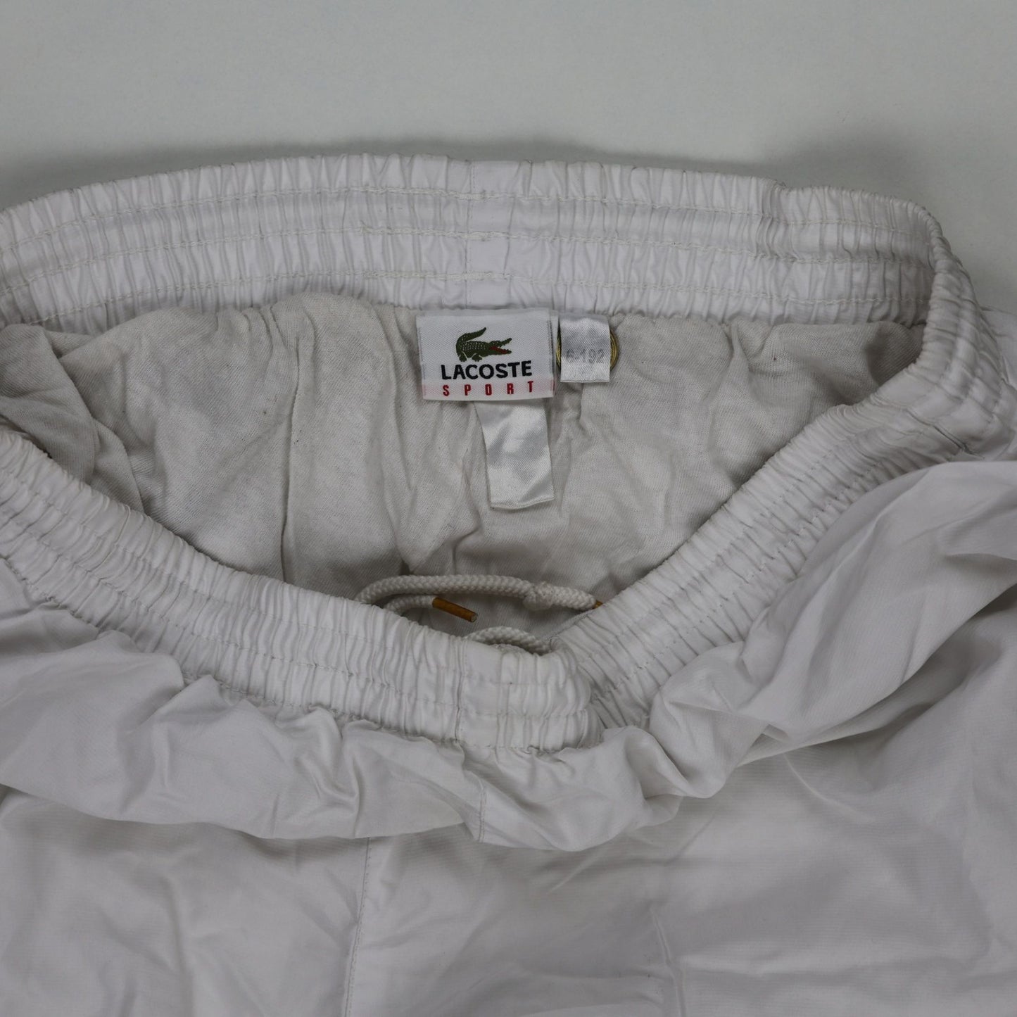 Lacoste Vintage White Track Trousers Size 32 Polyester Blend Mens 76 Inseam