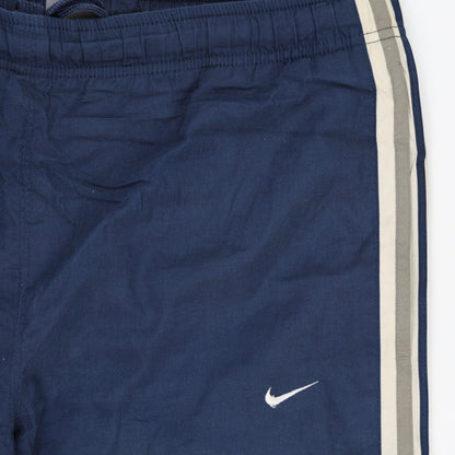 Nike Vintage Navy Blue Stripe Track Trousers Medium Cotton Blend 76cm Inseam 38cm Waist