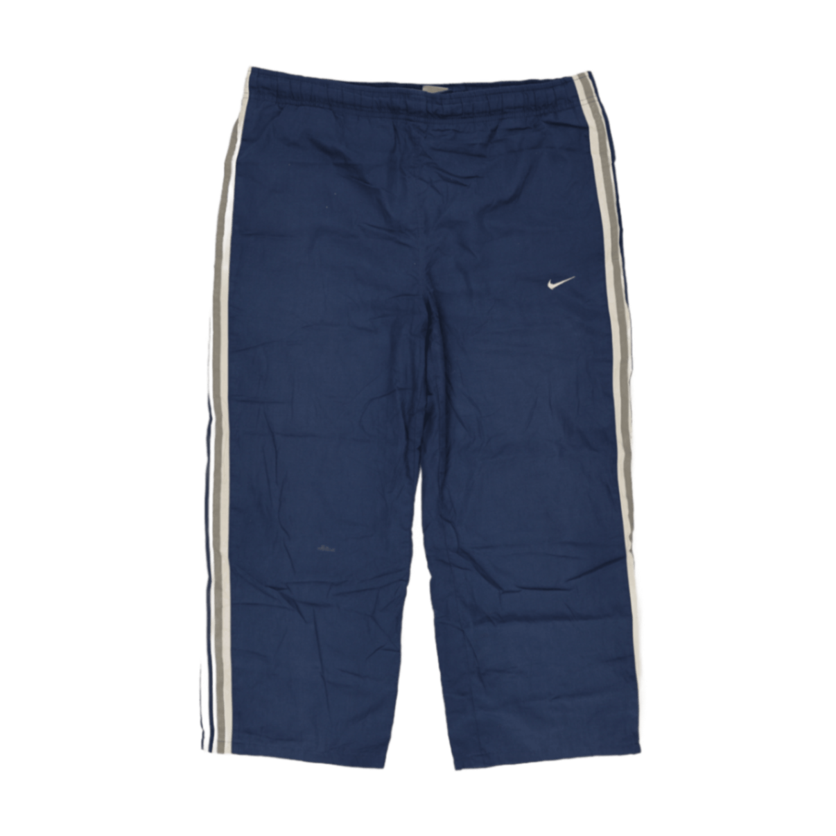 Nike Vintage Navy Blue Stripe Track Trousers Medium Cotton Blend 76cm Inseam 38cm Waist