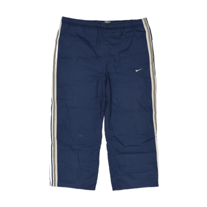 Nike Vintage Navy Blue Stripe Track Trousers Medium Cotton Blend 76cm Inseam 38cm Waist