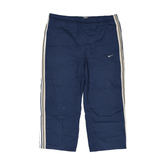 Nike Vintage Navy Blue Stripe Track Trousers Medium Cotton Blend 76cm Inseam 38cm Waist