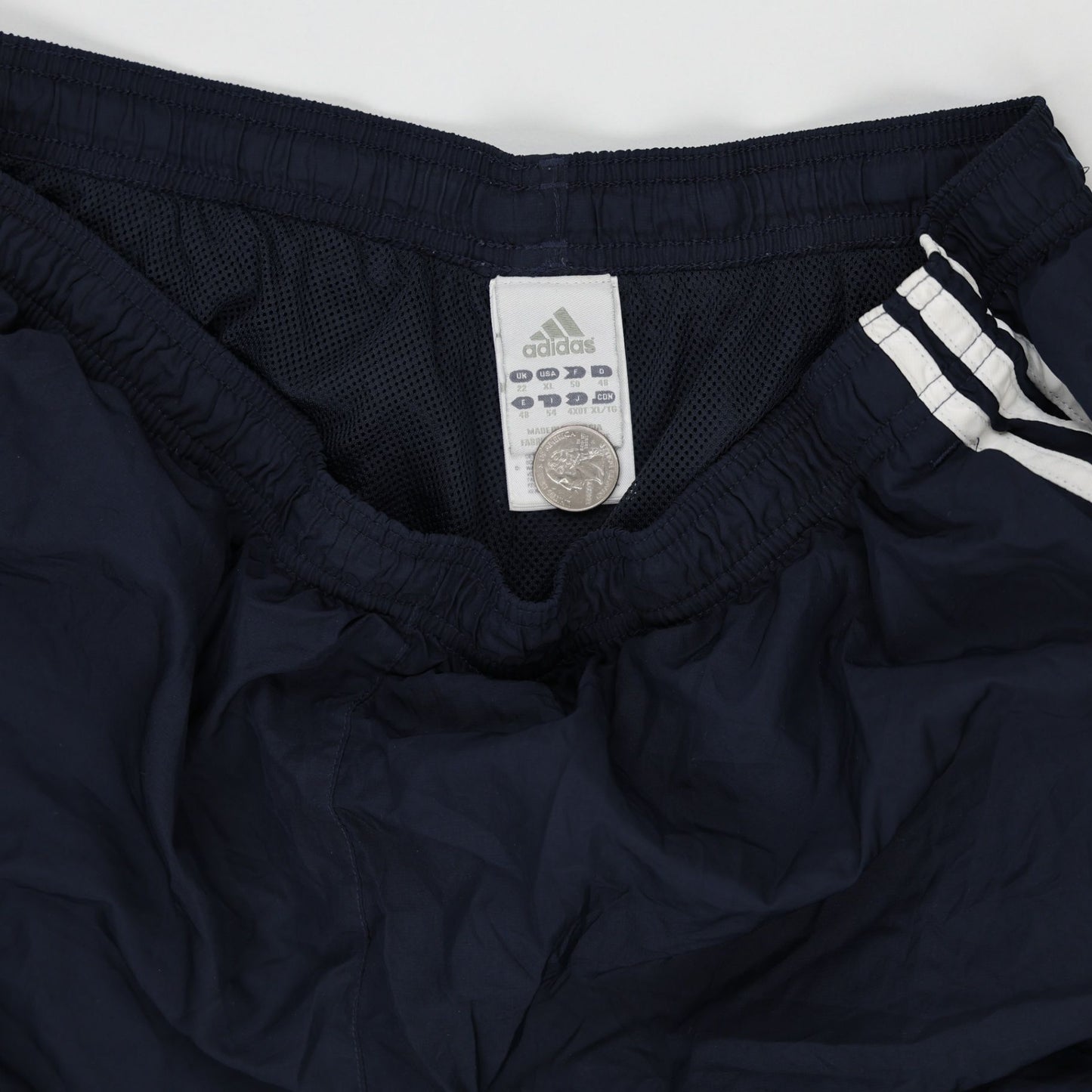 adidas Navy Tracksuit Bottoms Large Polyester Men's Trousers 77 cm Inseam 86 cm Waist