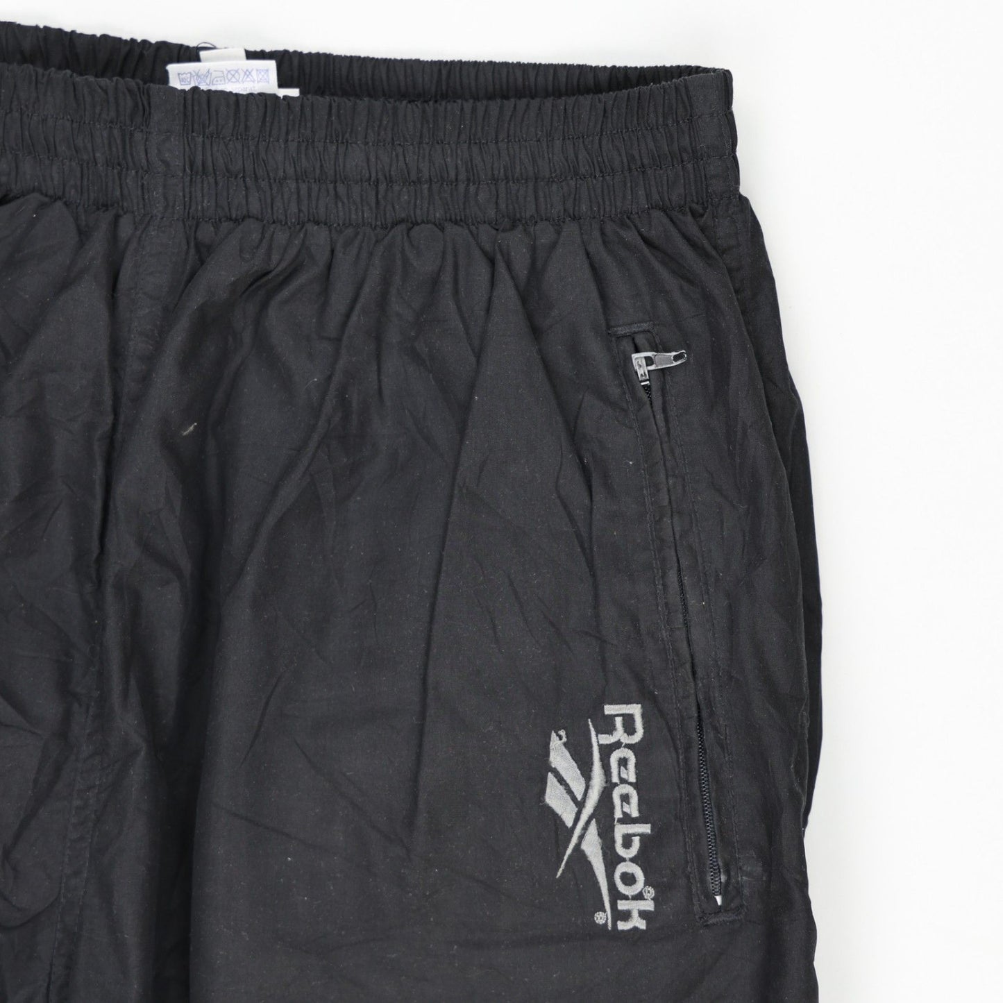 Reebok Vintage Black Nylon Tracksuit Bottoms Size Medium