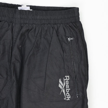 Reebok Vintage Black Nylon Tracksuit Bottoms Size Medium