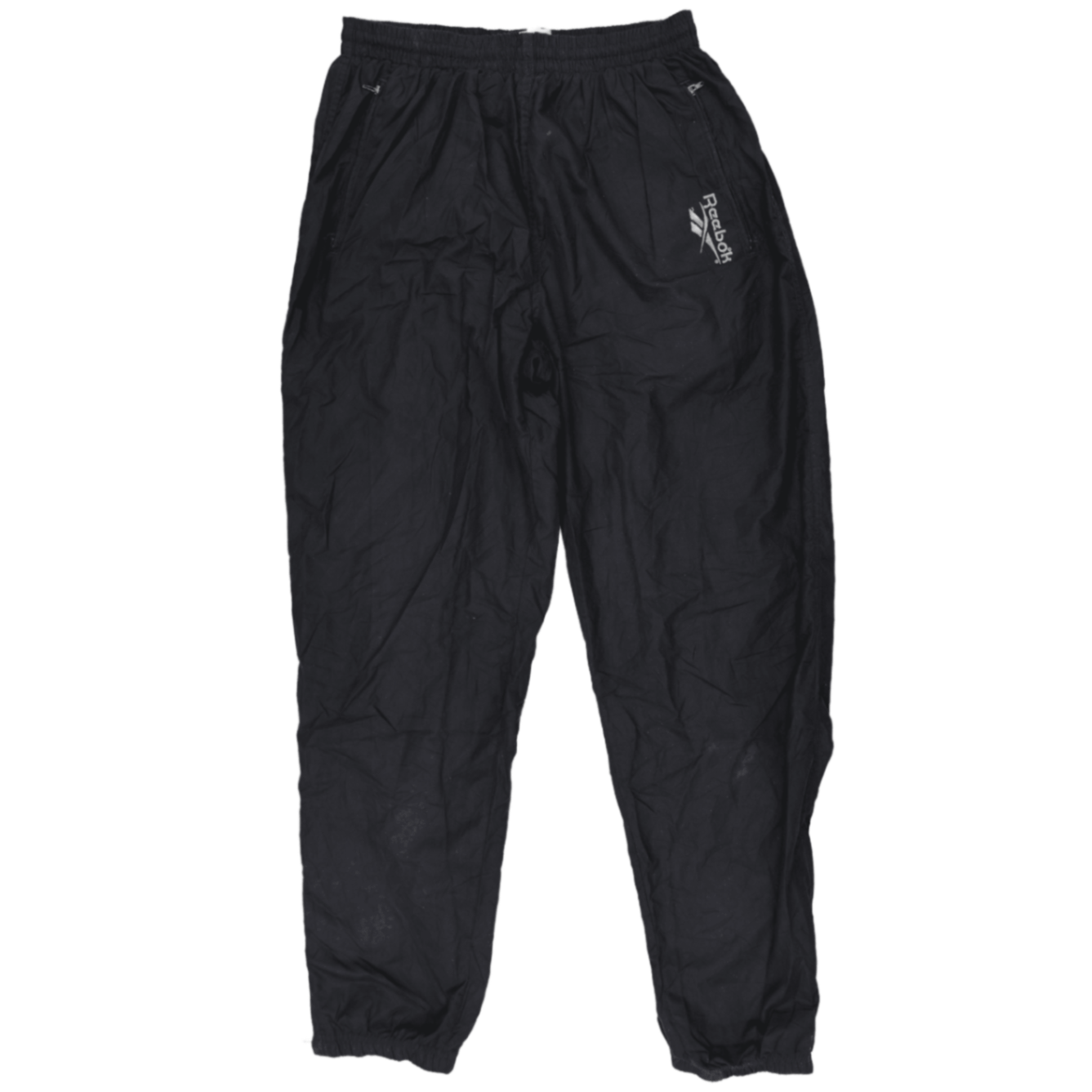 Reebok Vintage Black Nylon Tracksuit Bottoms Size Medium