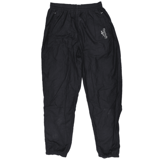 Reebok Vintage Black Nylon Tracksuit Bottoms Size Medium