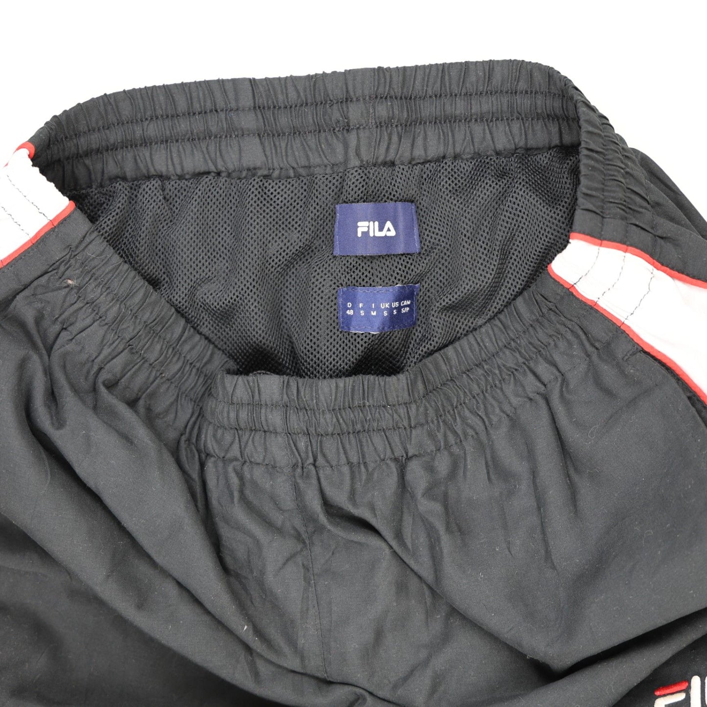 Fila Vintage Track Trousers Black Large Polyester Mens