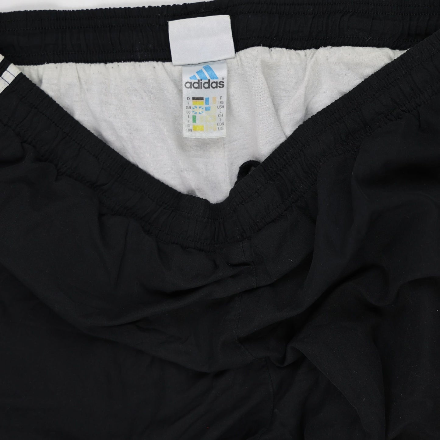 adidas Vintage Black Track Pants Large Polyester 78 cm Inseam 86 cm Waist